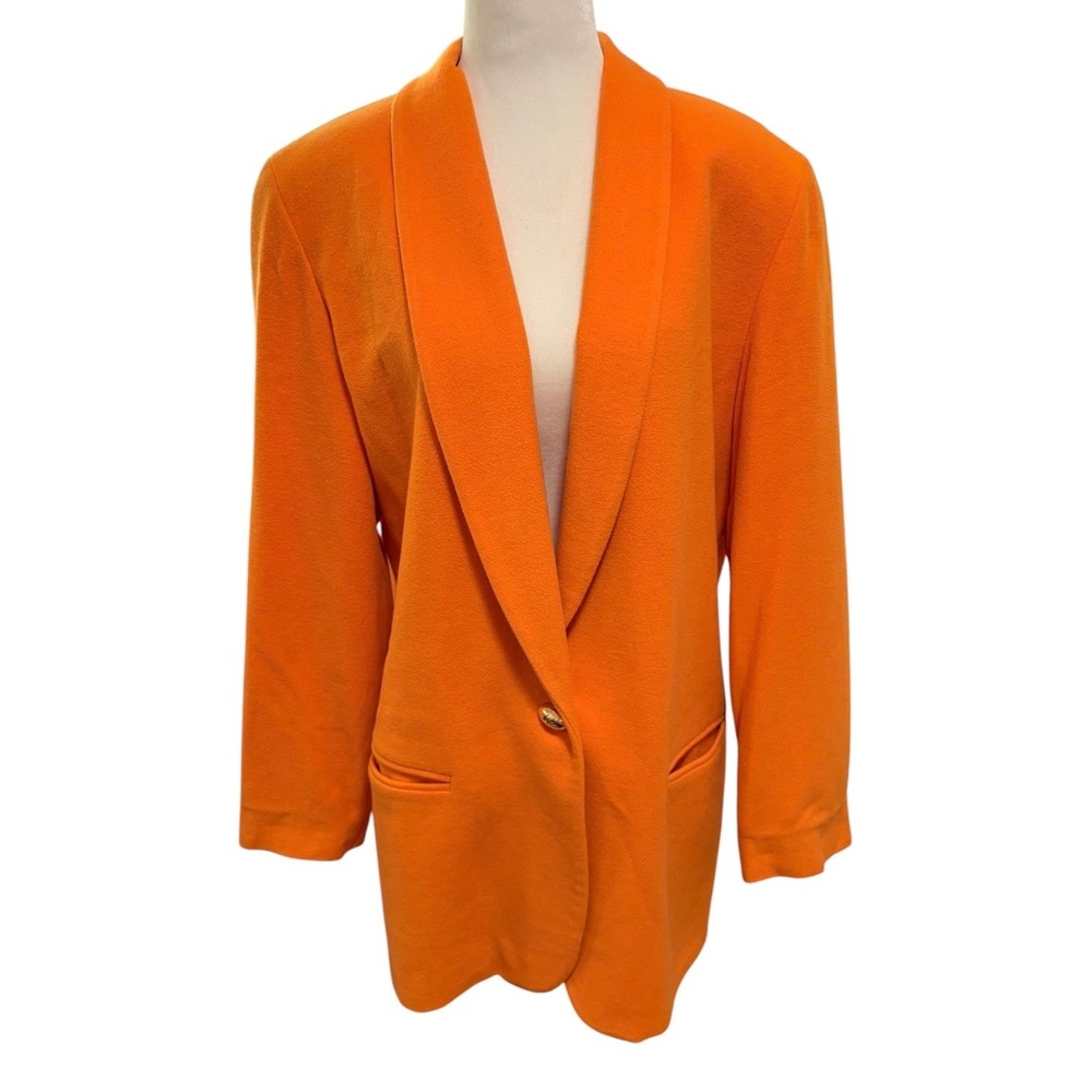 Jax Canada Orange Wool Cashmere Blend Shawl Collar Blazer Size 10 Jackets - Picture 2 of 13